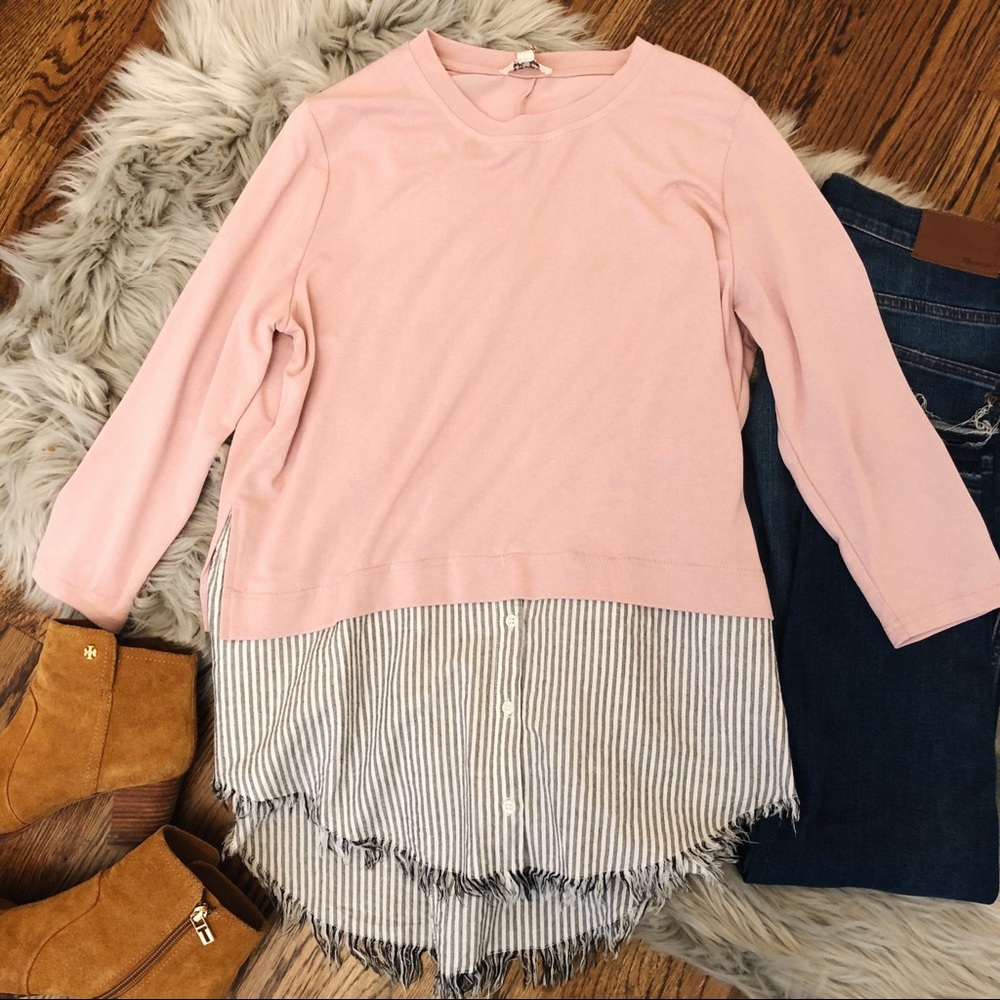 Kate Pink Layered Look Sweater